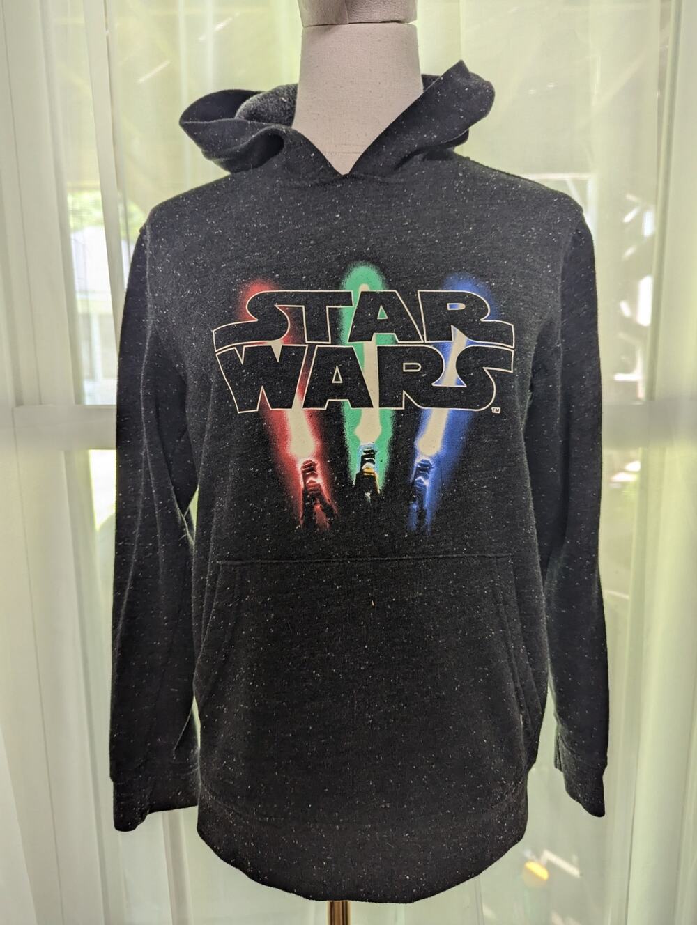 Star Wars LOGO pullover hoodie (glows!) - BOYS LARGE (fits XS adults)